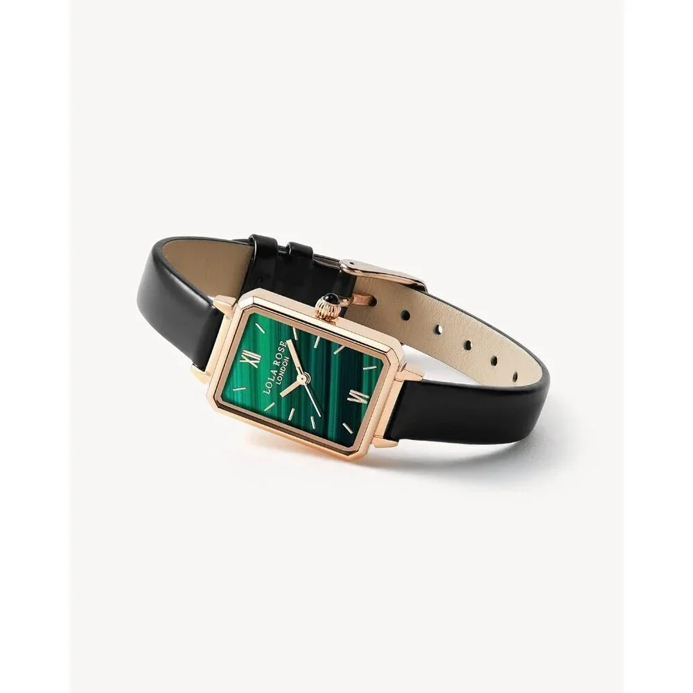 Women's Green Malachite Dial Elegant Tang Buckle Imported Wrist Watch